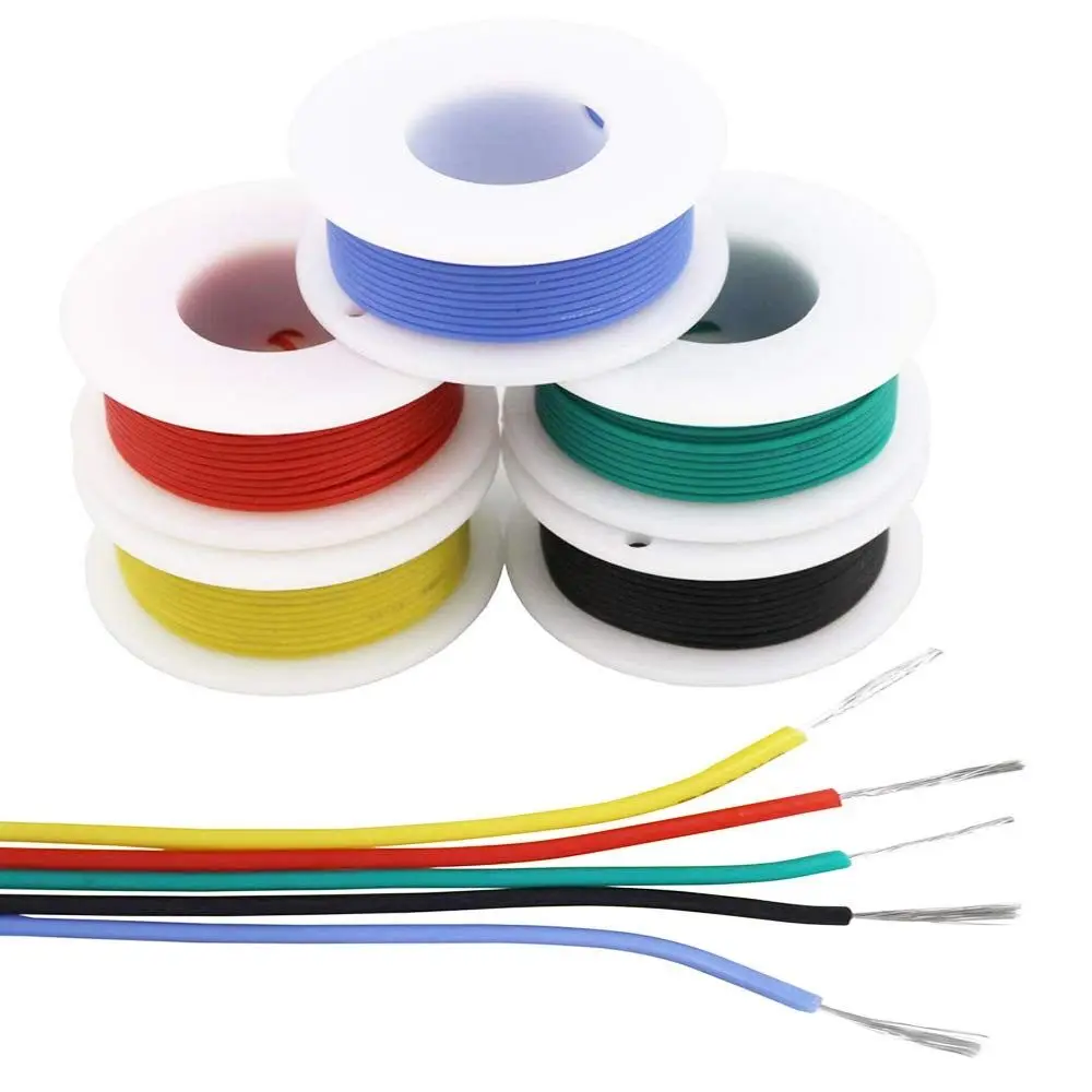 26awg 0.13mm2 Электрический провод с силиконовой оплеткой кабель 5 видов цветов (10