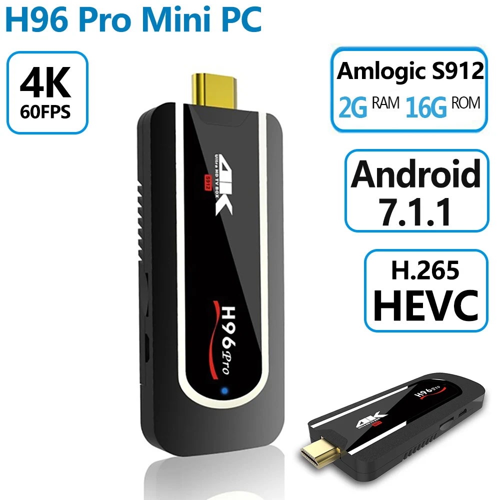 H96 Pro мини ПК Коробка ТВ Amlogic S912 восьмиядерный 2 Гб RAM 8 ГБ/16 ГБ ROM 4G WiFi Netflix 4K Android TV Smart
