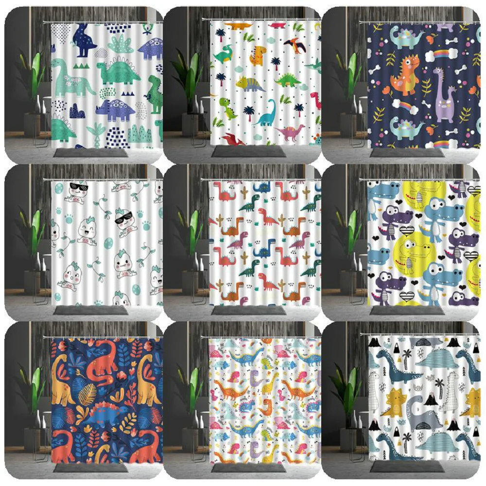 

Детские Мультяшные занавески для душа с рисунком милого динозавра детское украшение для дома подвесная занавеска для спальни разные размеры