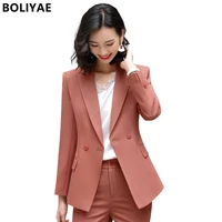 boliyae office suit for womens trouser suit autumn winter new long sleeve elegant blazers and pants 2 piece stes formal jacket