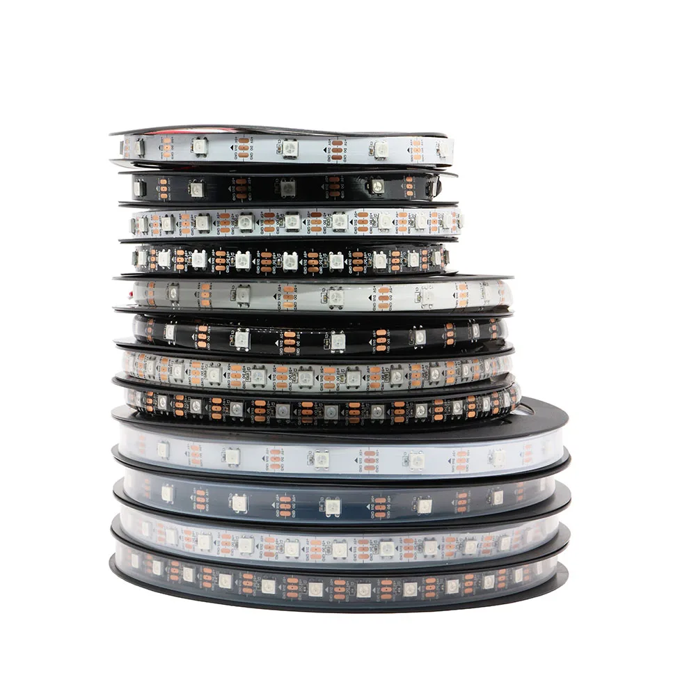 

WS2812b Led Strip Light Addressable Pixel Smart For Living Room Decorations Black/White PCB DC5V Led RGB Tape 5050 Lamp