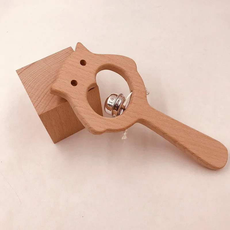 DIY мультфильм сова погремушка натуральный прорезыватель из буковой древесины