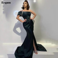 eeqasn mermaid one shoulder evening dresses long pleated slit satin prom party gowns formal women dress for wedding custom made