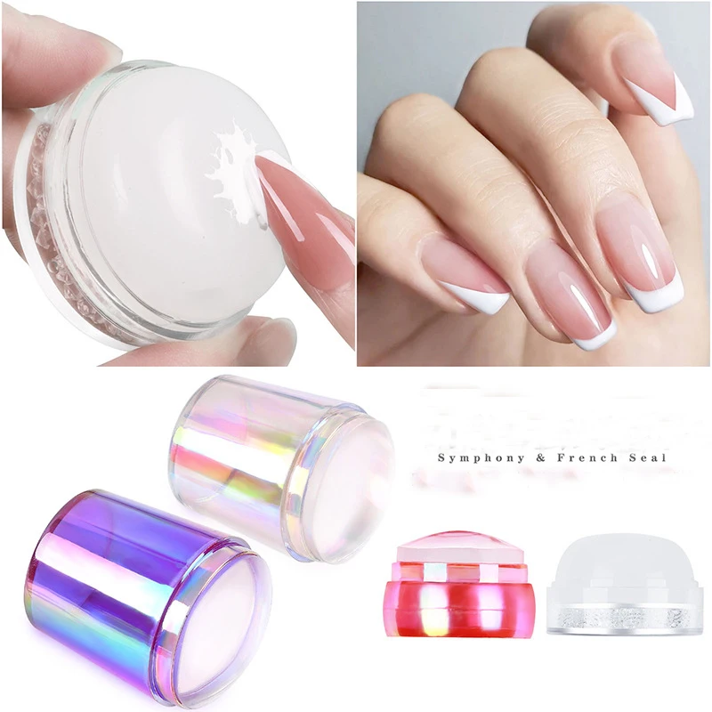 Nail Sponge with Stamp Nail Jelly Stamper Silicone Nail Stamper Silicone Nail Sponge for Diffused Nails French Seal Manicure