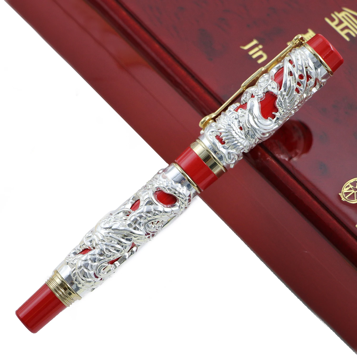 Роскошная металлическая 3D Авторучка Jinhao с изображением дракона Феникса, винтажная перьевая ручка 0,5 мм, перьевые ручки для письма, офисные, деловые принадлежности, подарок