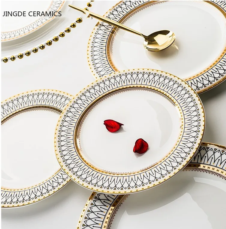 Керамическая Поворотная тарелка для ресторана набор украшения дома золотого