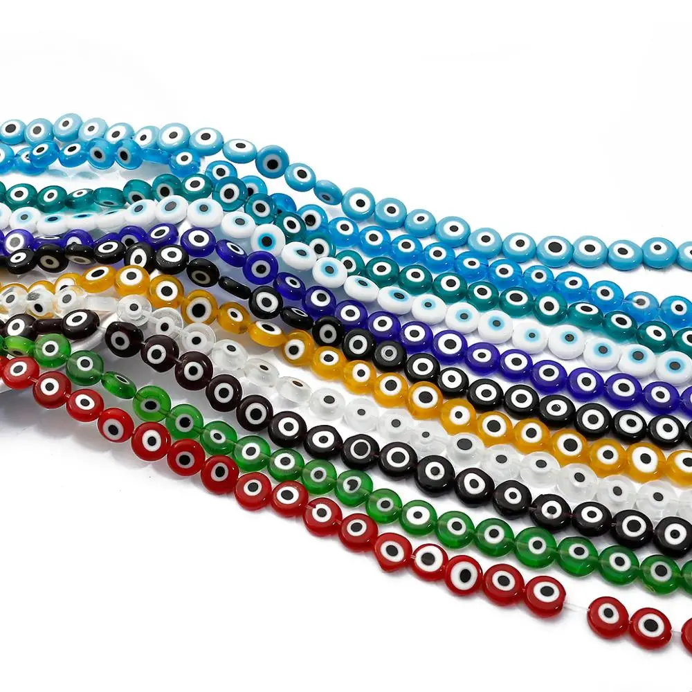 38-60 предмета, на возраст 6, 8, 10 мм туфли на плоской подошве с круглым носком, с клипсами Дурной глаз бусины лампворк глазурованная многоцветные стеклянные бусины для браслетов и ожерелий DIY, иных для изготовления ювелирных изделий, 35 см
