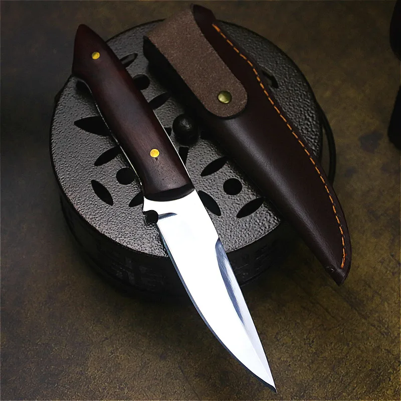 DEHONG немецкий D2 стальной тактический прямой нож Грушевый цветок деревянный