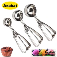 anaeat 1pc food grade stainless steel ice cream mashed potatoes spoon with spring handle kitchen accessories