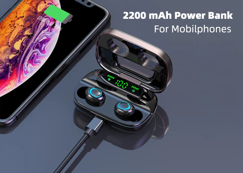 Ralyin 50 часов воспроизведения поддержка AAC TWS наушники V5.0 Bluetooth наушники беспроводные наушники для xiaomi с micphone power displa