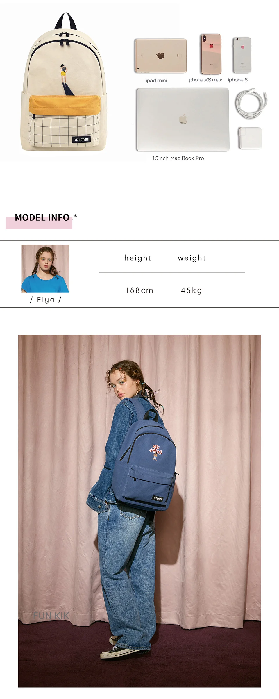 YIZISTORE творческий 15-дюймовые школьные сумки для подростков большой вместимости, рюкзак из неокрашенного полотна в Бодибилдинг серии