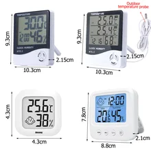 LCD Electronic Digital Temperature Humidity Meter Indoor Outdoor Weather Station Clock Thermometer Hygrometer  HTC-1 HTC-2