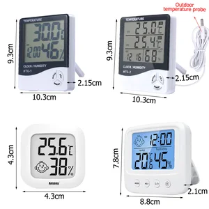 lcd electronic digital temperature humidity meter indoor outdoor weather station clock thermometer hygrometer htc 1 htc 2 free global shipping
