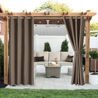 80hotgrommet curtain solid color waterproof polyester sun blocking floor drape for outdoor