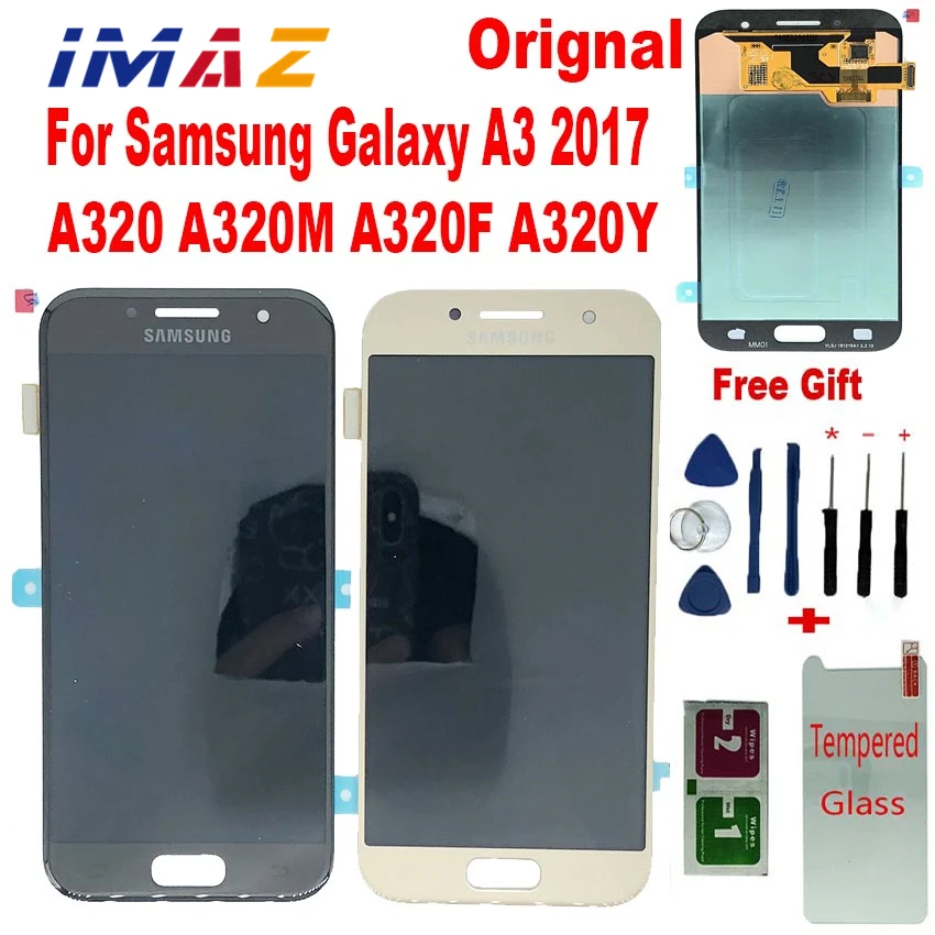 

Оригинальный ЖК-дисплей IMAZ AMOLED 4,7 дюйма для Samsung Galaxy A3 2017 A320 A320M A320F/Y, ЖК-дисплей с сенсорным экраном и дигитайзером в сборе a320, ЖК-дисплей