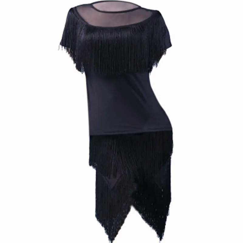 Женская юбка для латинских танцев взрослых эластичная резинка на талии бахрома