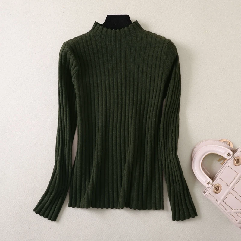 

Warm Cashmere Sweater Slim Bottoming Sweater Solid Color Turtleneck Sweater Knitted Winter Women Long Sleeved Pullovers