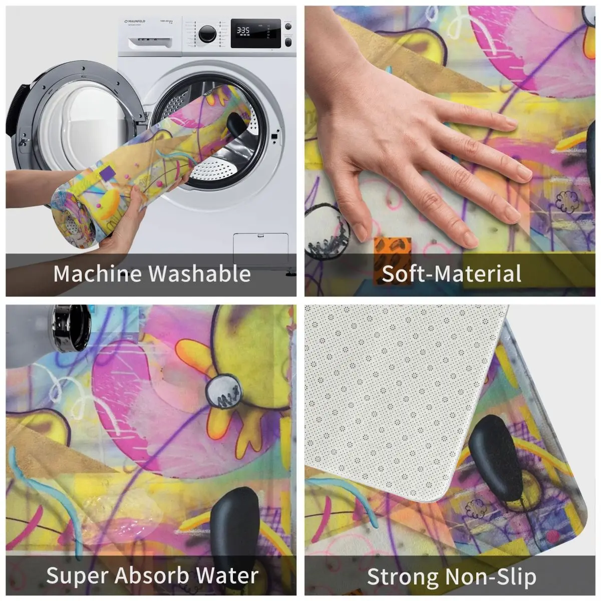 Абстрактный полиэстеровый коврик нескользящий Противоскользящий для ног вход