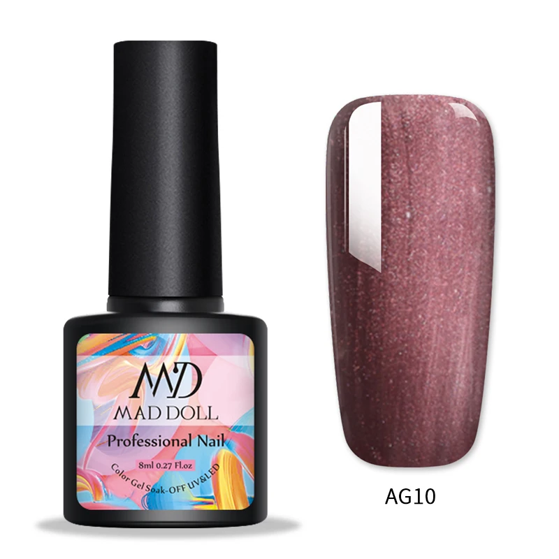 AG10 1 бутылка MAD DOLL Гель-лак для ногтей мерцающий отмачивающийся УФ-Гель-лак желтый осенне-зимняя серия стойкий УФ-Гель-лак для ногтей - Цвет: AG10