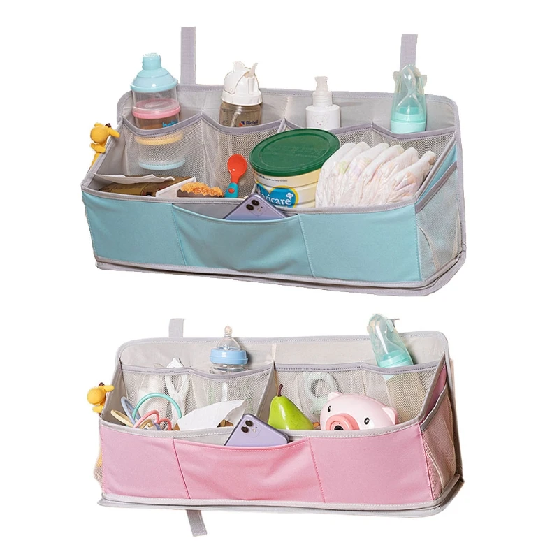 

Baby Care Essentials Crib Storage Bag Bedside Cradle Hanging Organizer Clothes Toys Infants Diaper Pocket