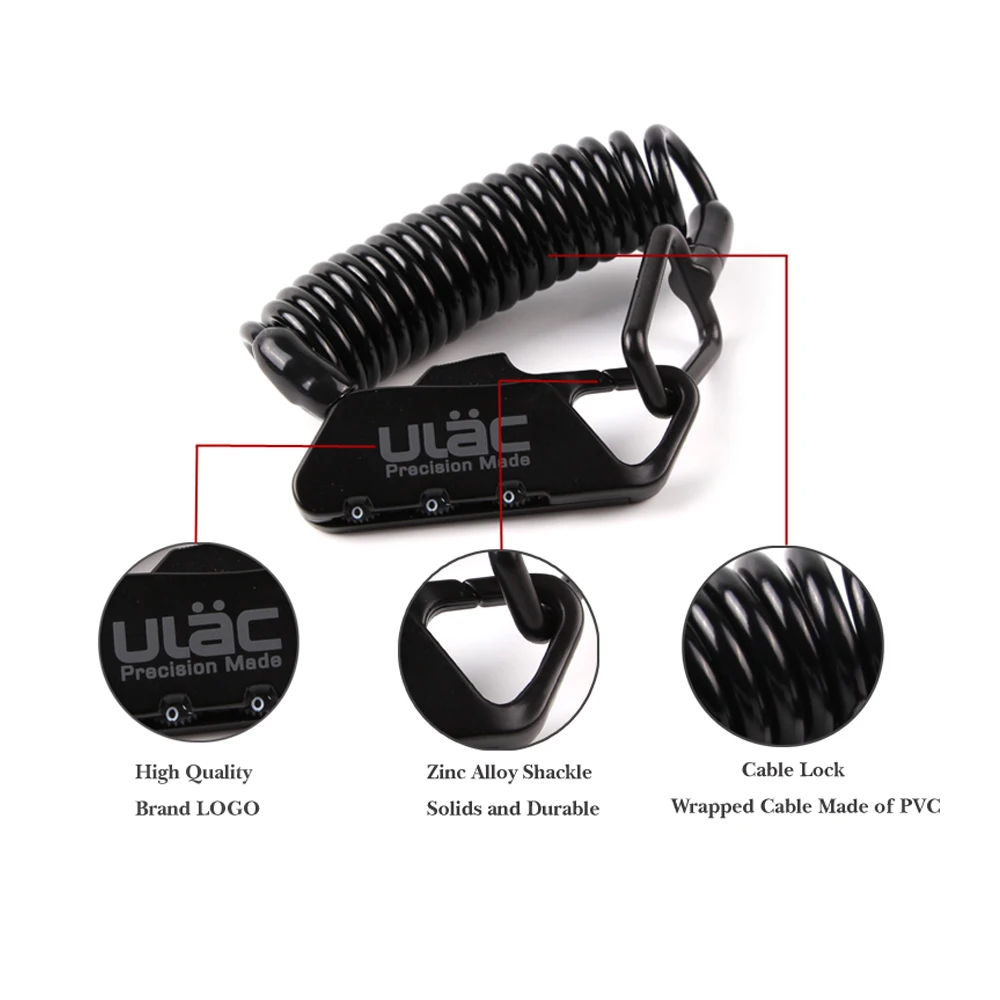 ULAC мини велосипедный замок 1200 мм сложить рюкзак шлем кабель 3 значный Комбинации