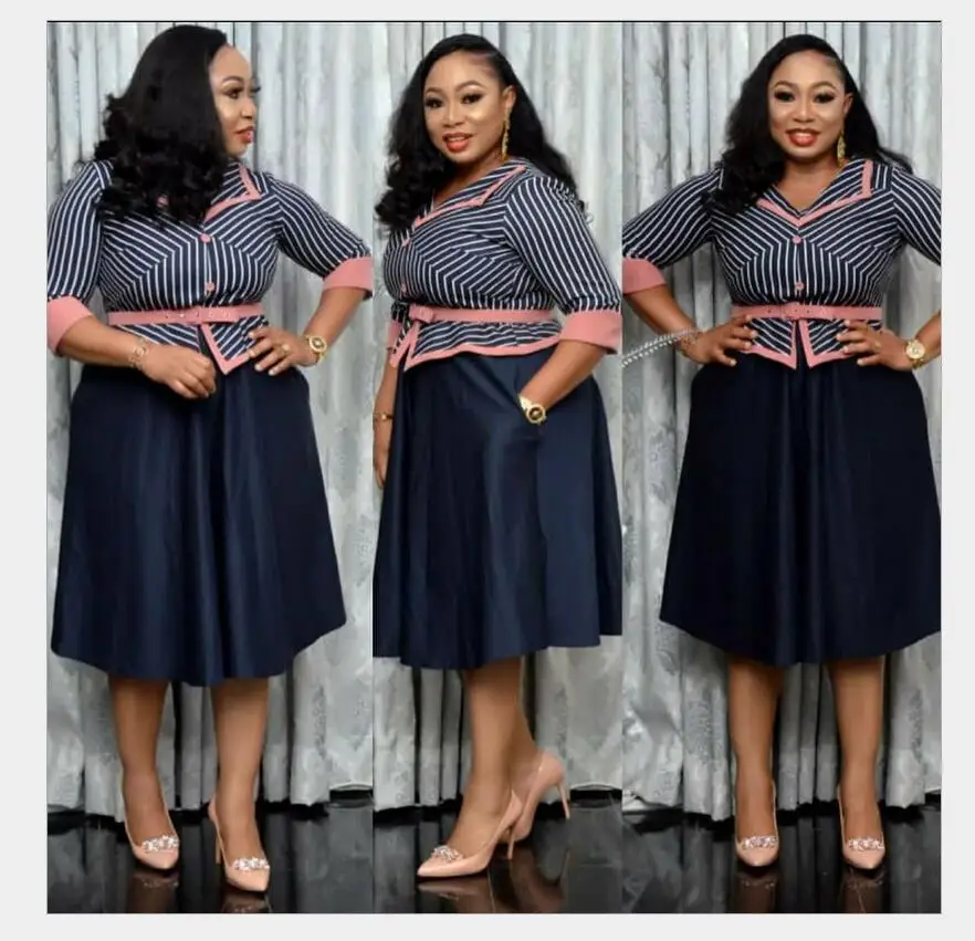 Африканский принт платья для женщин в африканском стиле полоску пэчворк