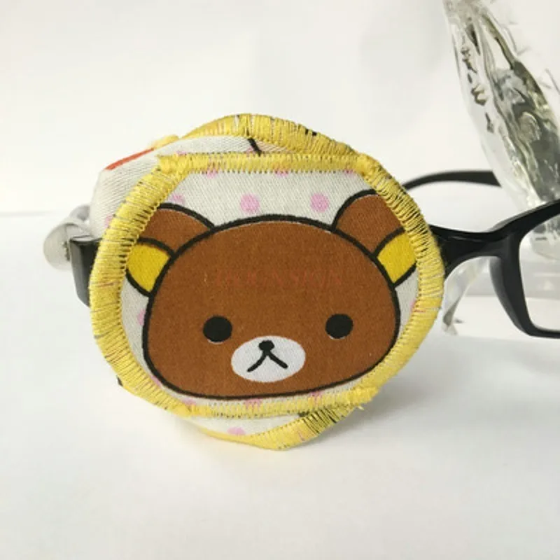 Brown bear amblyopia goggles for single eye correction children full cover eye cover handmade pure cotton summer light and three