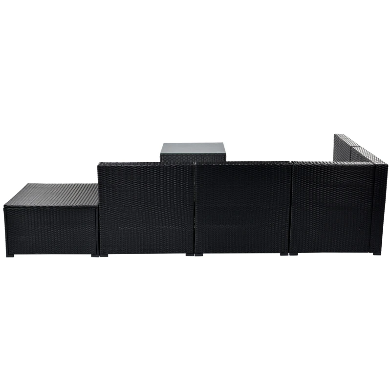 

6-Piece Outdoor Furniture Set With PE Rattan Wicker Patio Garden Sectional Sofa Chair Removable Cushions