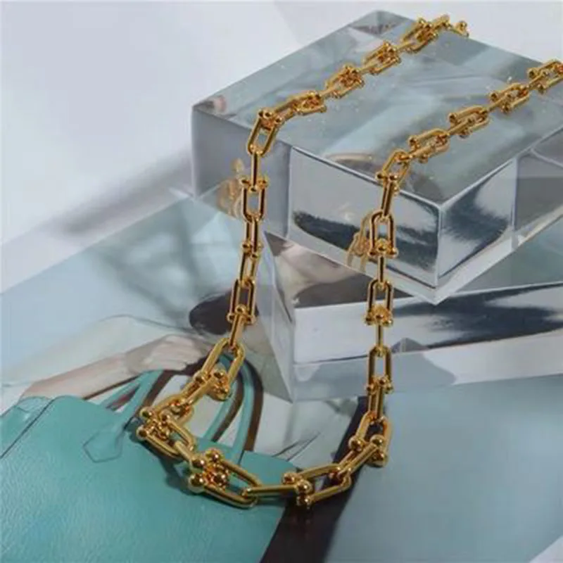 

Fashion Simple U-shaped necklace for women design round bead buckle clavicle chain exaggerated necklace female Chain Jewelry