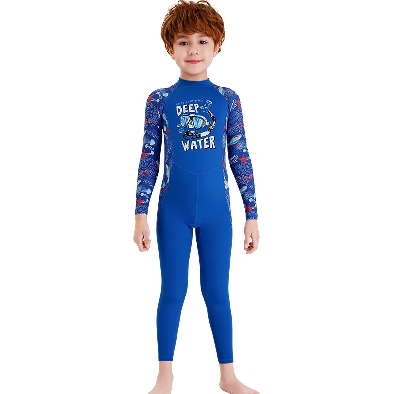 

Children's Swimwear Sunscreen One-piece Diving Suit Long-Sleeve Kid's Drifting Snorkeling Quick-drying Jellyfish Clothing UPF50+