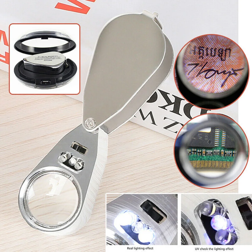

40x-25 Magnifier Eye Glass Jewellers Jewelry Light Magnifier Magnifying