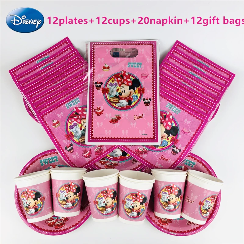 56pPcs Disney Минни Мышь одноразовая посуда для детей на день рождения декоративная