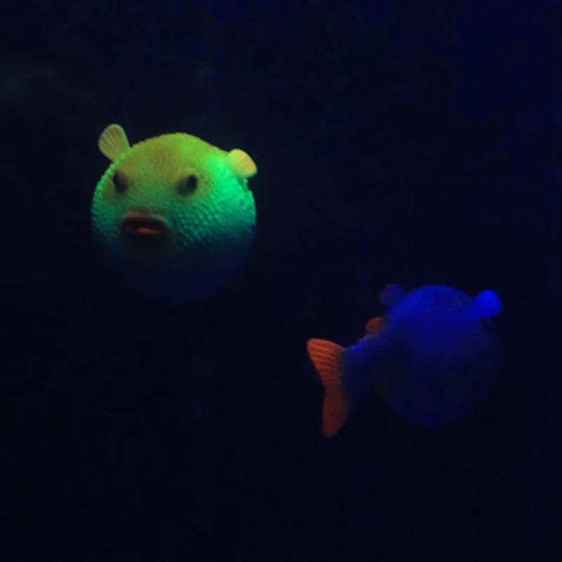 1Pcs Aquarium Fish Tank Puffer Artificial Decor Glowing Effect Man-made Cute | Дом и сад