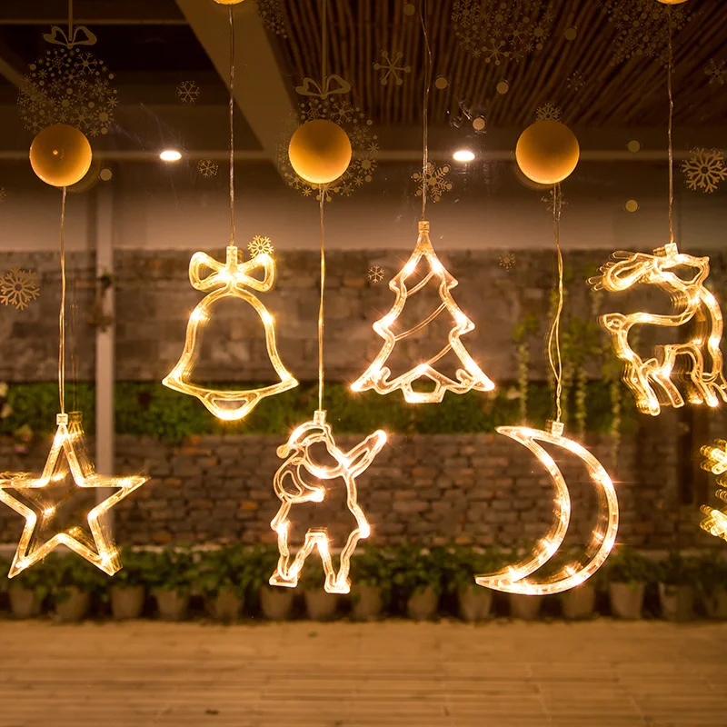 

Christmas Lights LED Xmas Santa Snowman Snowflake Suction Cup Lighting Lamp Fairy Light Outdoor Indoor Festival Decoration Light
