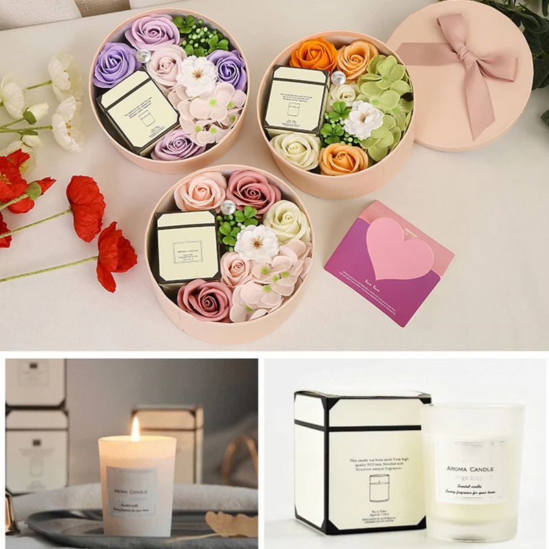 

New Year's Valentine's Day Creatives Gifts Aromatherapy Soap Flower Small Round Box Holiday Birthday Gift For Girlfriend BV789