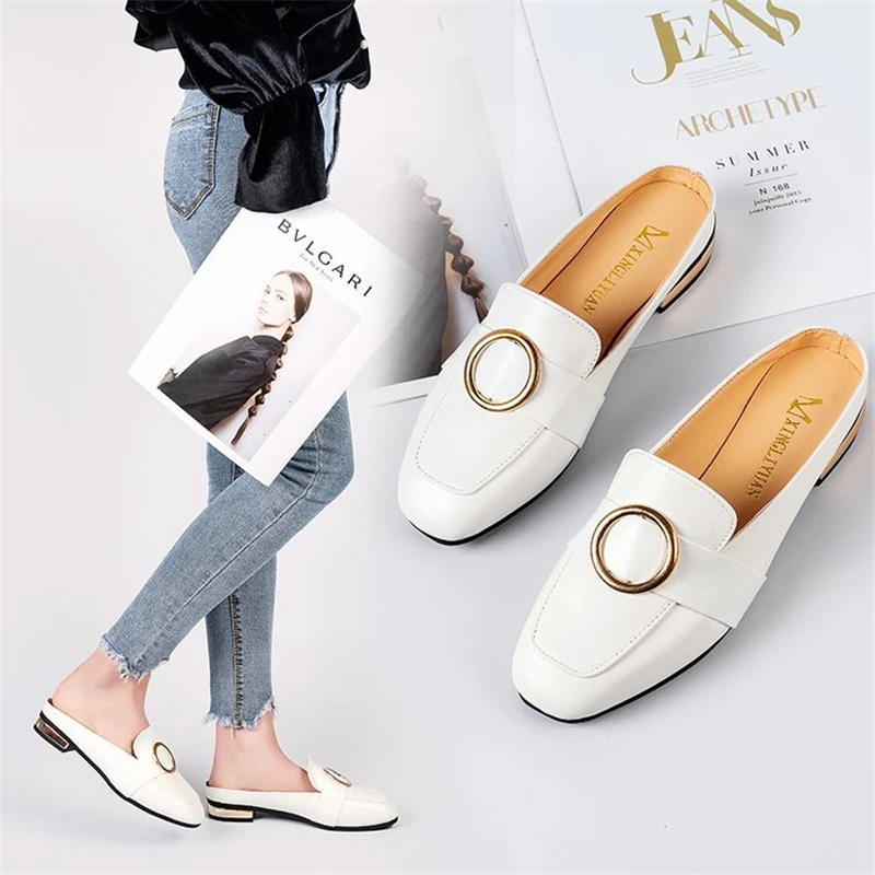 

Женские туфли, новинка ленивые сандалии Baotou, Уличная обувь на плоской подошве, полутапочки, лето 2021