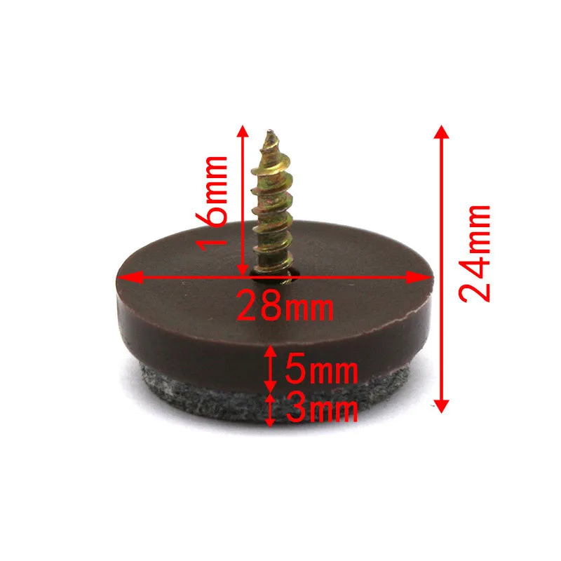 brown 28mm 20 шт скользящие Нескользящие плитки войлочные протекторы для ногтей Новое поступление высокое качество 4 Размер стол стул ноги Нескользящие войлочные накладки для ногтей - Цвет: brown 28mm