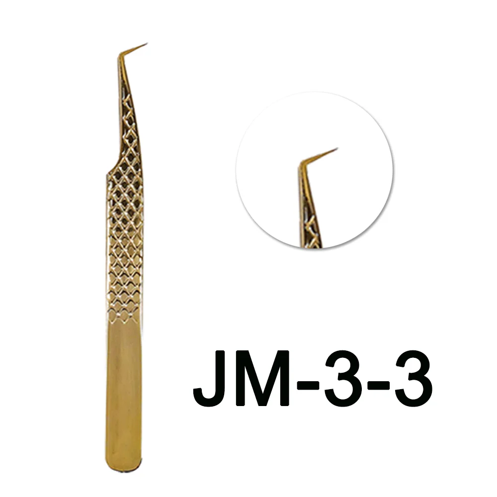 Пинцет для наращивания ресниц розовый бриллиантовый захват индивидуальный