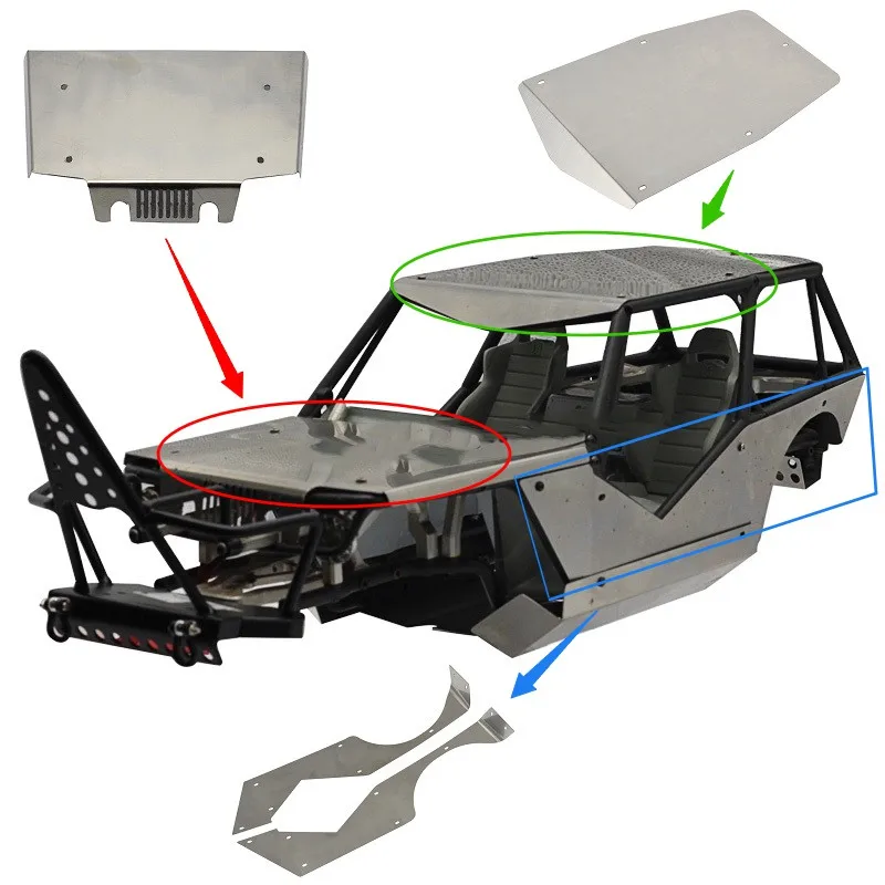 RC панель капота двигателя из нержавеющей стали на крышу боковая нескользящая