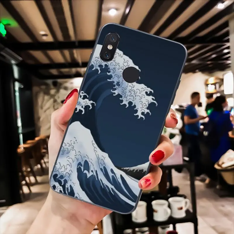 Классический чехол для телефона MaiYaCa Wave Art Japanese Green Illust Xiaomi mi5 6 A1 A2 Lite Mi9 9SE mi8lite F1 Mix2 2S
