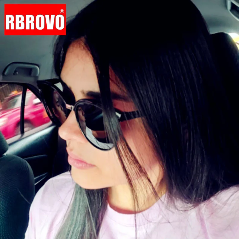 

RBROVO 2021 Cateye Sunglasses Women Luxury Round Sun Glasses Women/Men Vintage Glasses Women Mirror Lunette De Soleil Femme