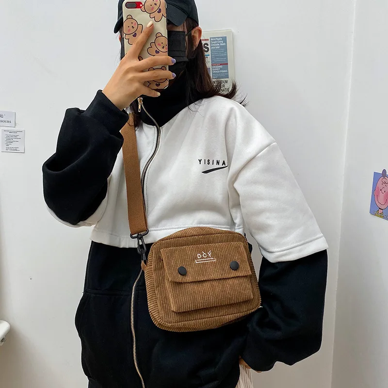 

Women Bag Leisure Single Shoulder Messenger Bag Small Square Bag Corduroy Bag Small Women Bag Cross Body