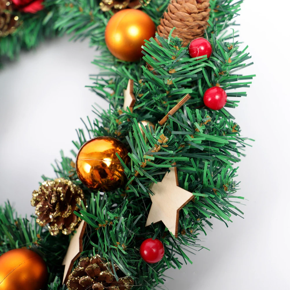 Рождественский венок искусственные сосновые шишки ягоды двери висячие
