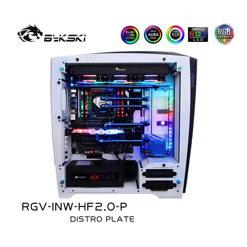 

Bykski RGV-INW-HF2.0-P, Waterway Boards For In Win H-Frame2.0, RBW 5V Lighting, For Intel CPU Water Block & Single GPU Building