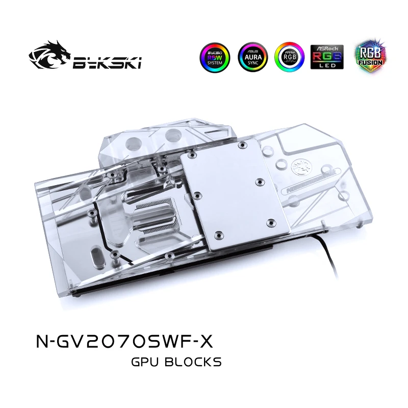 Bykski Water Block use for GIGABYTE GeForce RTX 2070 Super Windforce OC 3X 8G / Copper Block / 3PIN 5V A-RGB / 4PIN 12V RGB