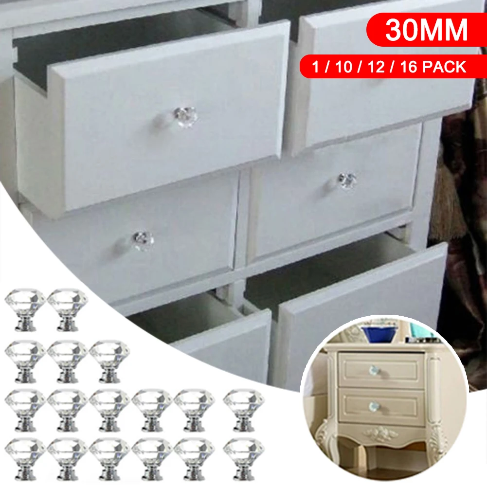 Ручки для шкафа прозрачные дверные ручки ящика мебели 30 мм|Ручки шкафов| |