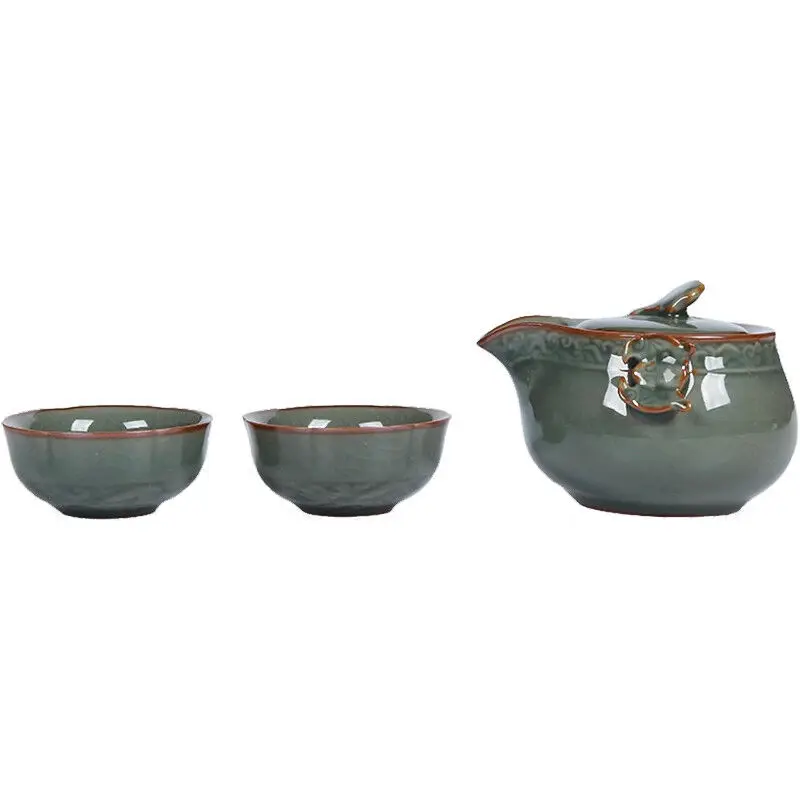 Китай Longquan Celadon портативный фотографический горшок и две чайные чашки чайная