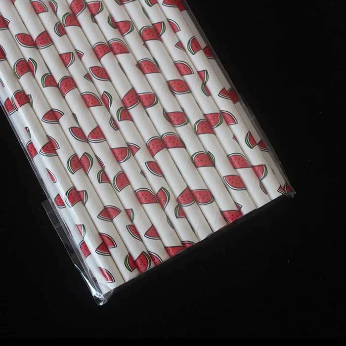 

Fruits Pattern Hawaiian Tropical Beach Party Disposable Bar Drinking Paper Straw Decorating Birthday Wedding Supply