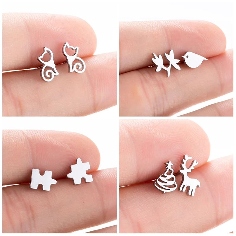 Hfarich милый кот Птица принт рождественского оленя головоломка в форме дерева