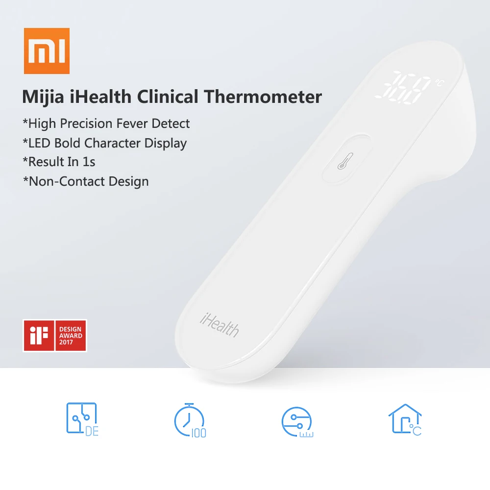 Xiaomi Mijia iHealth термометр светодиодный Бесконтактный цифровой инфракрасный термометр для тела лба для малышей, детей и взрослых пожилых людей